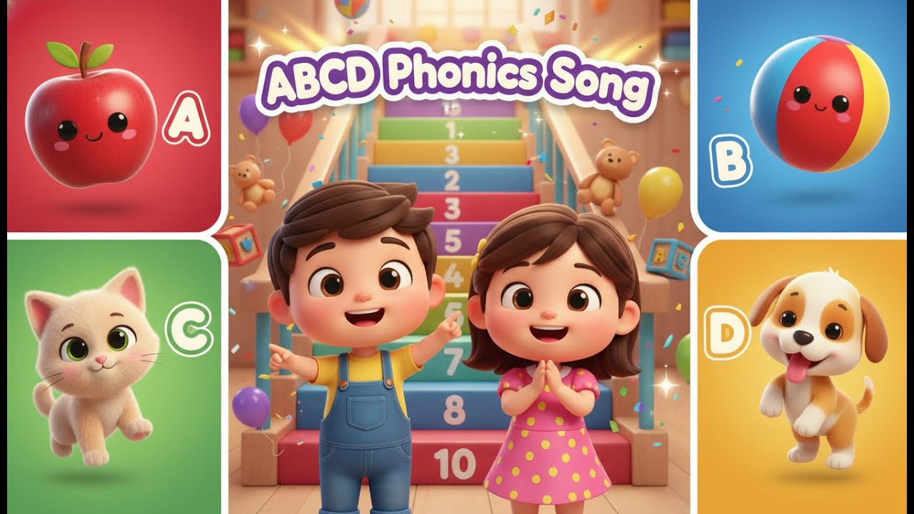 A for Apple 🍎 | ABC Phonics Song for Kids | Learn Alphabet A to Z | 3D Kids Animation