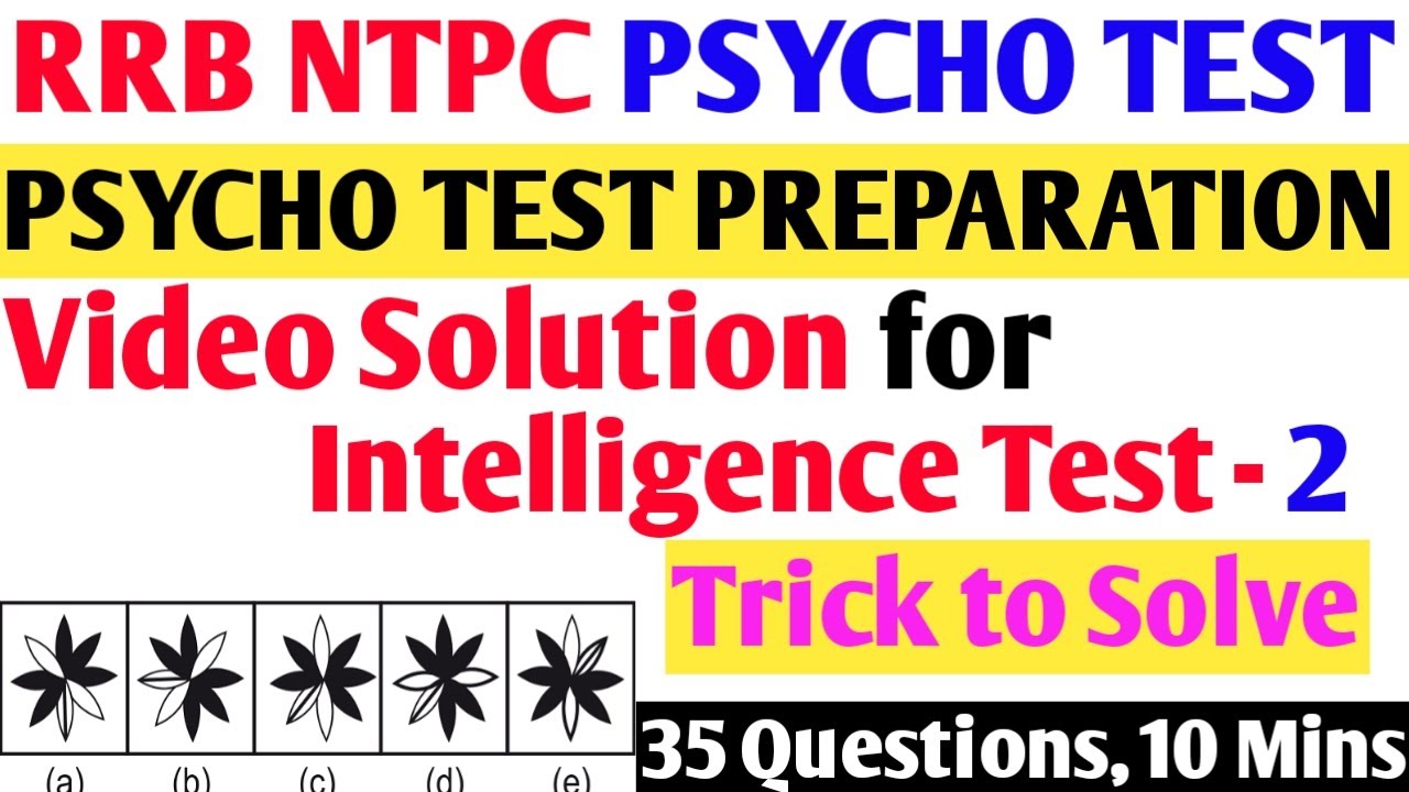 Intelligence Test Solution for Test - 2 | Intelligence Test for NTPC/GDCE Station Master Psycho Test
