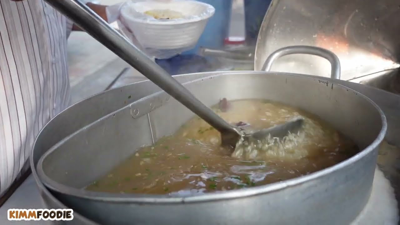 Best Breakfast BORBOR KREUNG Pork Rice Porridge Cambodian Street Food