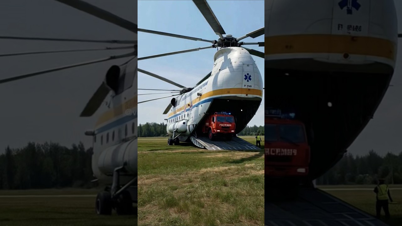 World's Largest  Helicopter Loads Fire Truck! 🚁🔥 | Epic Mil Mi-26 Cargo Power #shorts #shortvideo