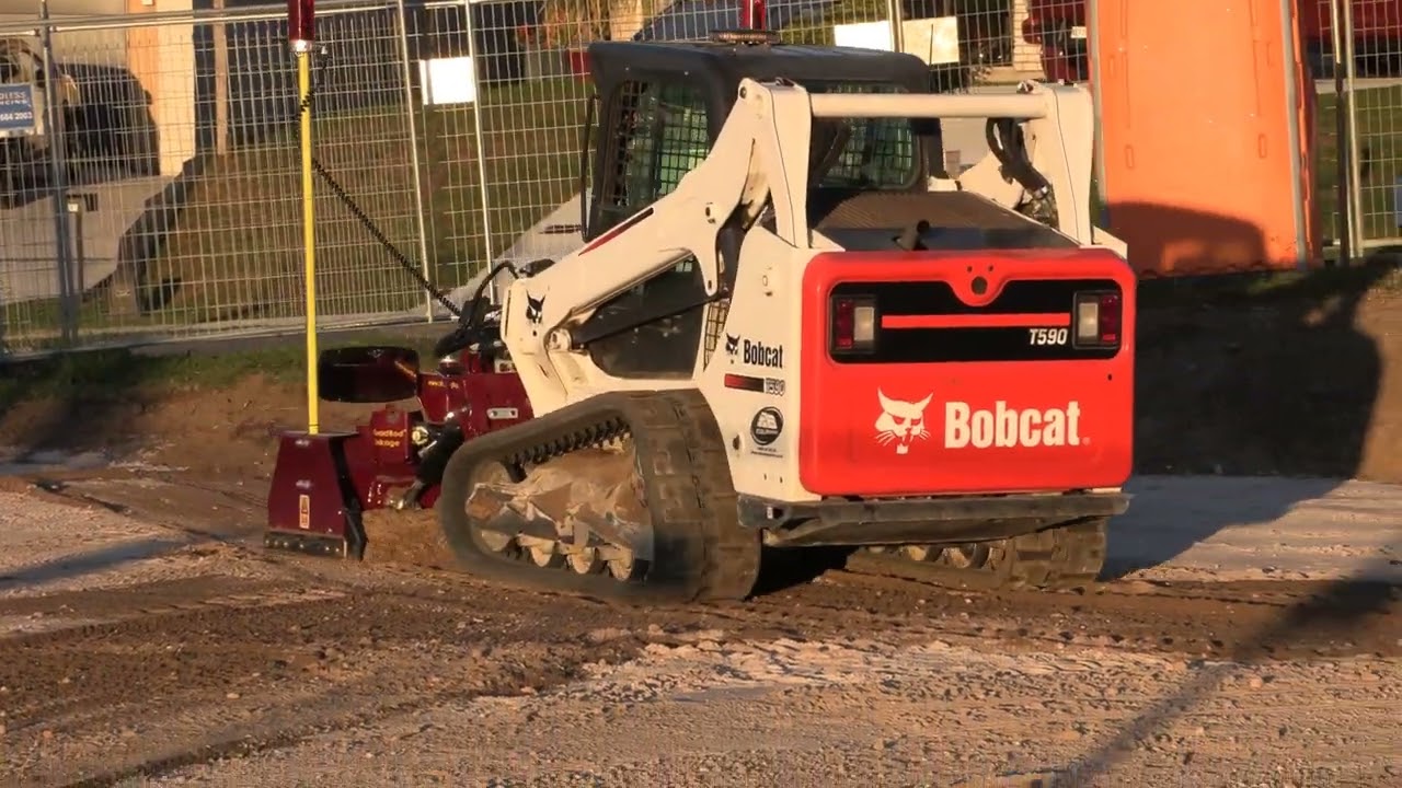 Bobcat T590 with SharpGrade B79 running QuadGrade 2D Laser