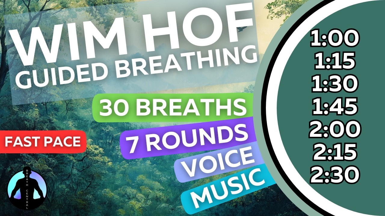 WIM HOF Guided Breathing | 30 Breaths 7 Rounds Fast Pace | Up to 2:30min