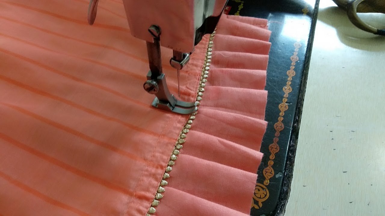 Kurti Ghera/Daman Design with Frill || Kurti/Kameez Ghera Design making || New Daman Design making