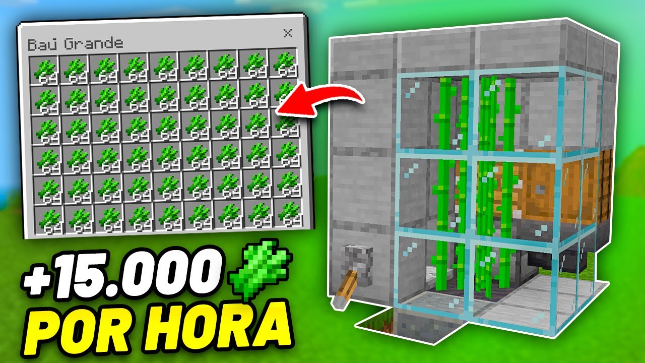 Farm de Cana AUTOM&Aacute;TICA no Minecraft Bedrock 1.21 &ndash; F&aacute;cil, R&aacute;pida e Eficiente!