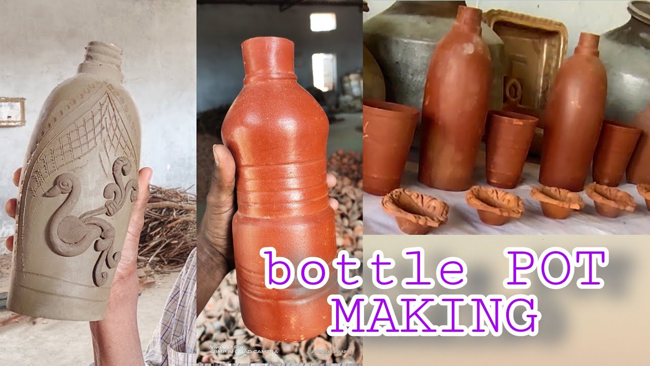 how to make clay pot making water bottle(( pot making))