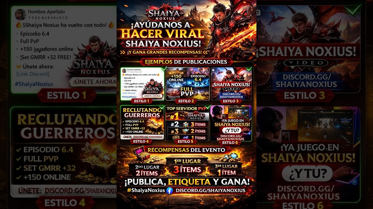 SHAIYA NOXIUS SERVER 2026 FULL PVP EN CT2 INVITA A TUS AMIGOS Y VENGAN A DISFRUTAR  :) RECOMENDADO