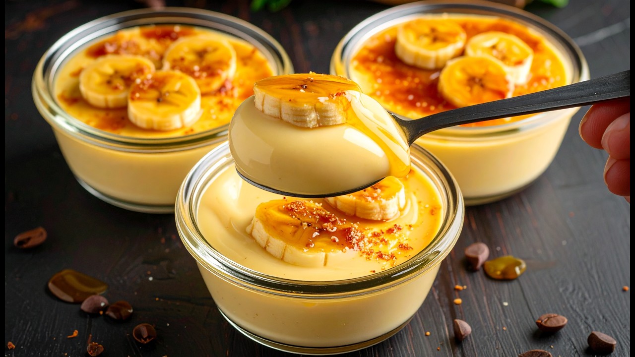 Haben Sie eine Banane und Milch? Ein köstliches hausgemachtes Dessert in 5 Minuten! KEIN BACKEN!