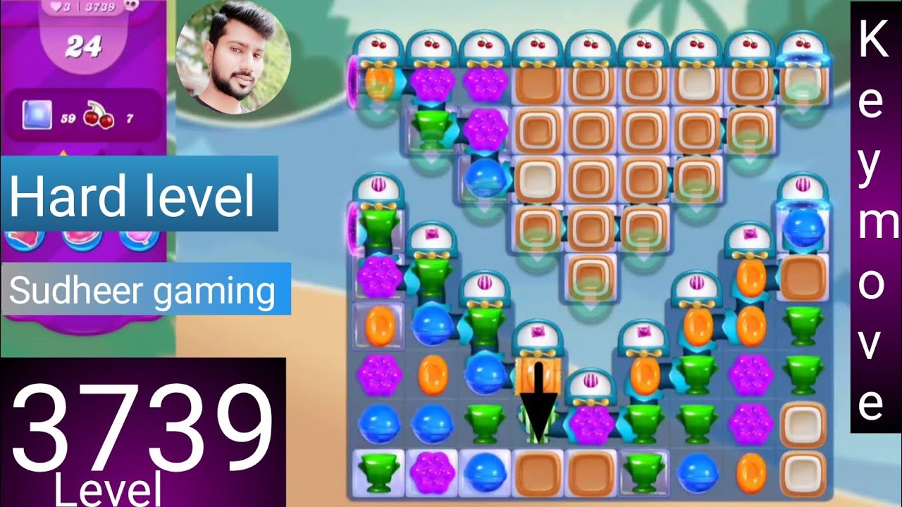 Candy crush saga level 3739 । No boosters ।  Hard level । Candy crush 3739 help। Sudheer Gaming