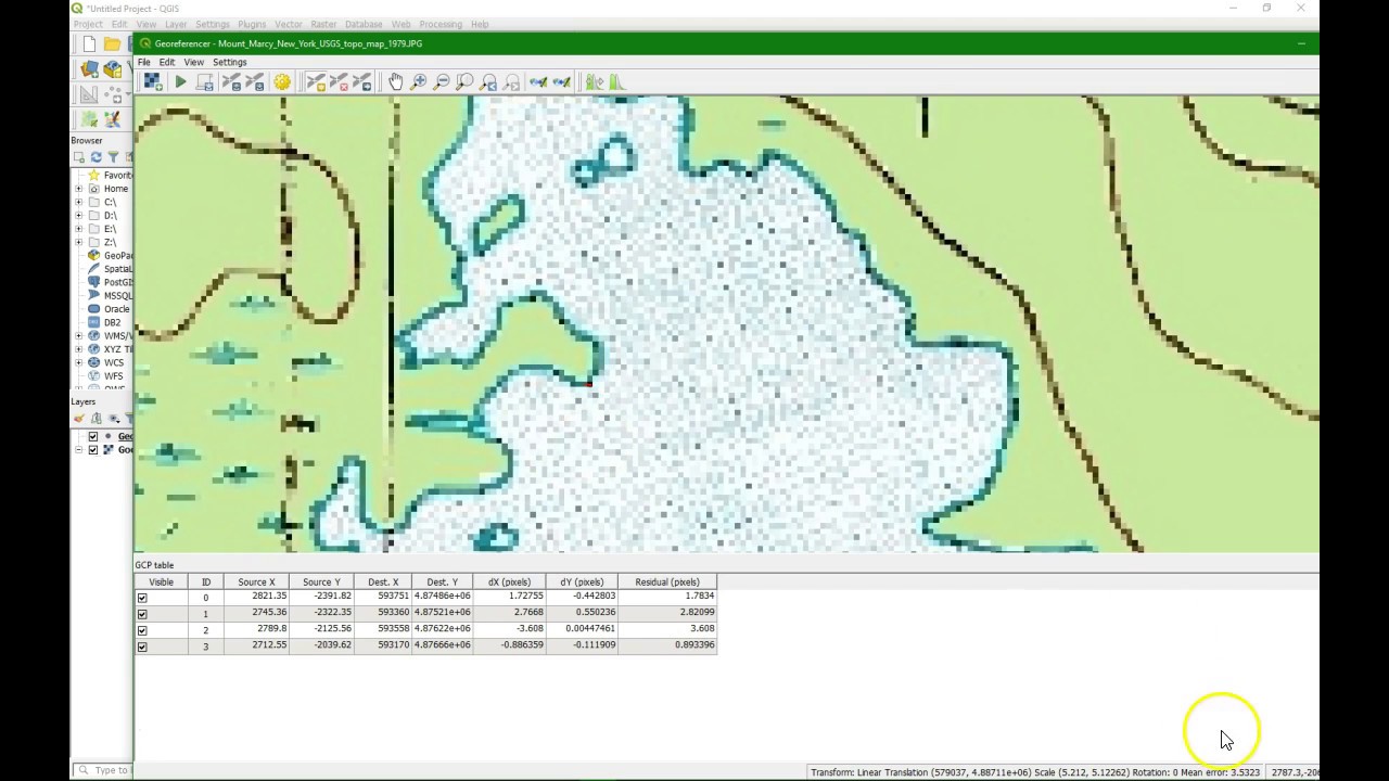 Image to image georeferencing in QGIS 3.4