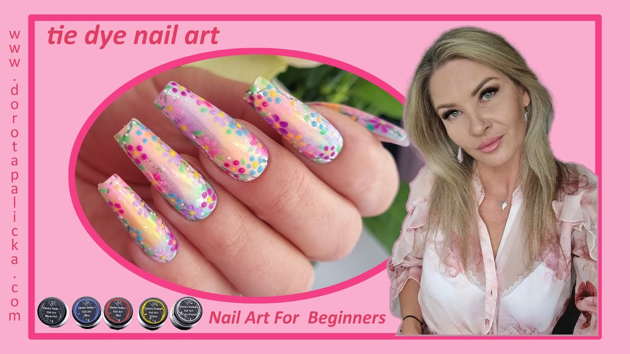 Rainbow Tie dye nails always looks amazing 😍 even better with chrome and spring flowers nail art.