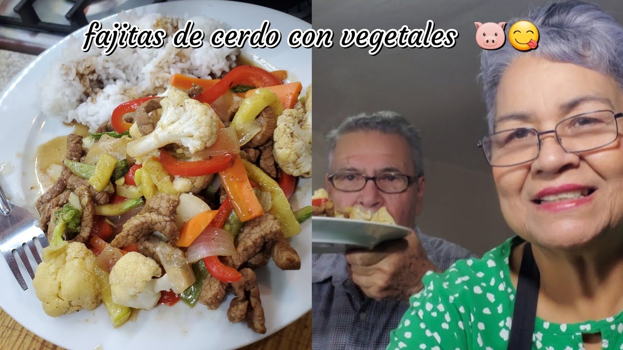 Fajitas de cerdo con vegetales y arroz blanco ! Sabroso ! 😋👌🥕🧅🫑🐷| Cocina tutuli 