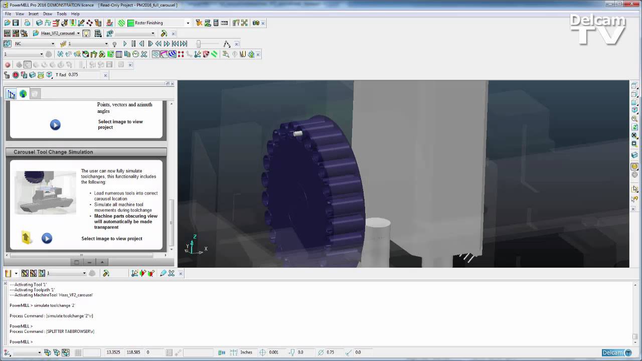 Carousel Tool Change Simulation and Machine Tool Transparency - PowerMILL 2016