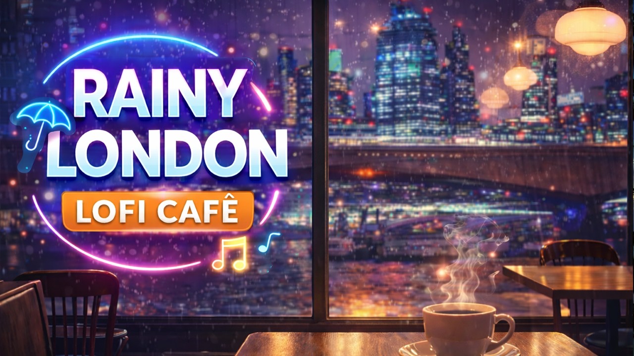 London Rainy Night Café ☕ Lofi Hip Hop for Focus & Studying (4K)