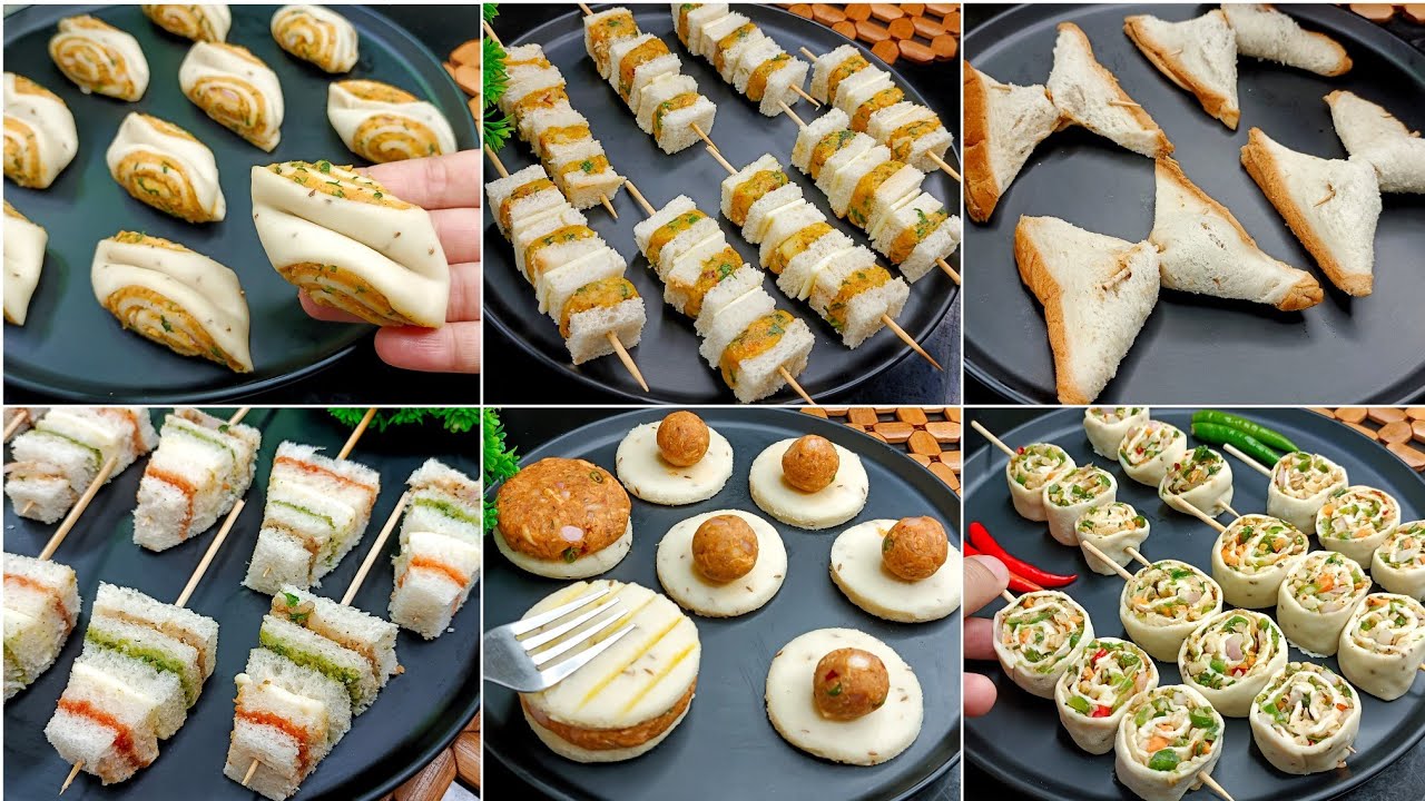 6 Unique Easy Snacks | Party Snacks Recipes | Evening Snacks | Bread Snacks | New Recipe