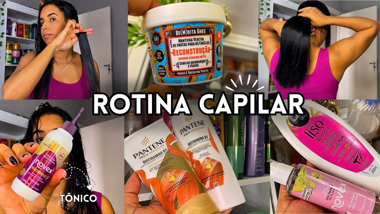 ROTINA CAPILAR | CABELO CRESPO ALISADO | Etapa De Reconstru&ccedil;&atilde;o.🧖🏽&zwj;♀️✨