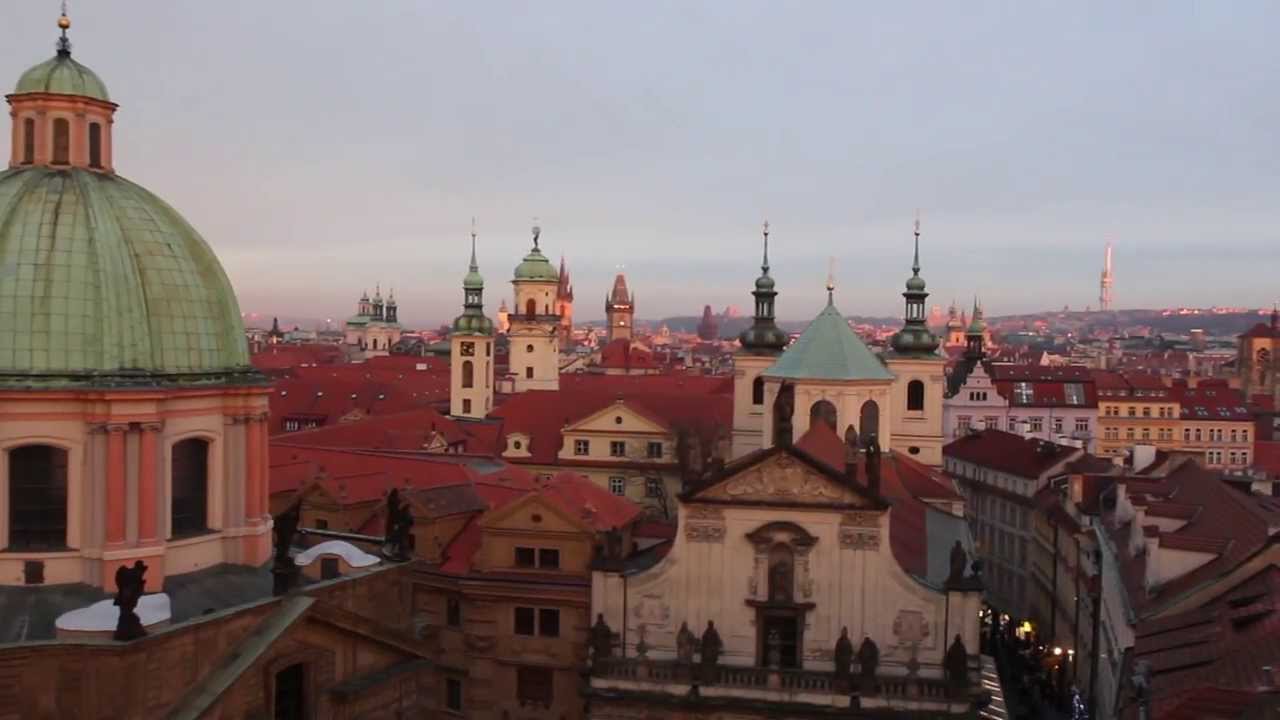 A Prague City View in the Twilight (Panning)