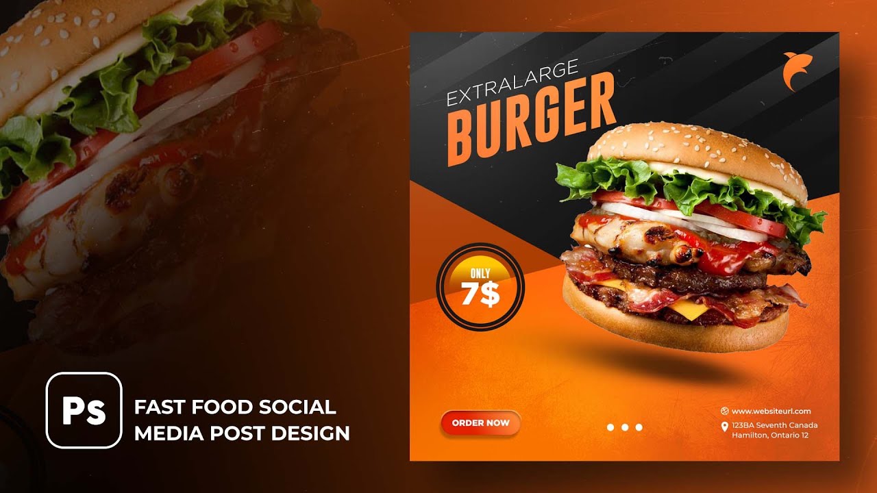 How to Make A Fast Food Social Media Post in Photoshop CC 2023