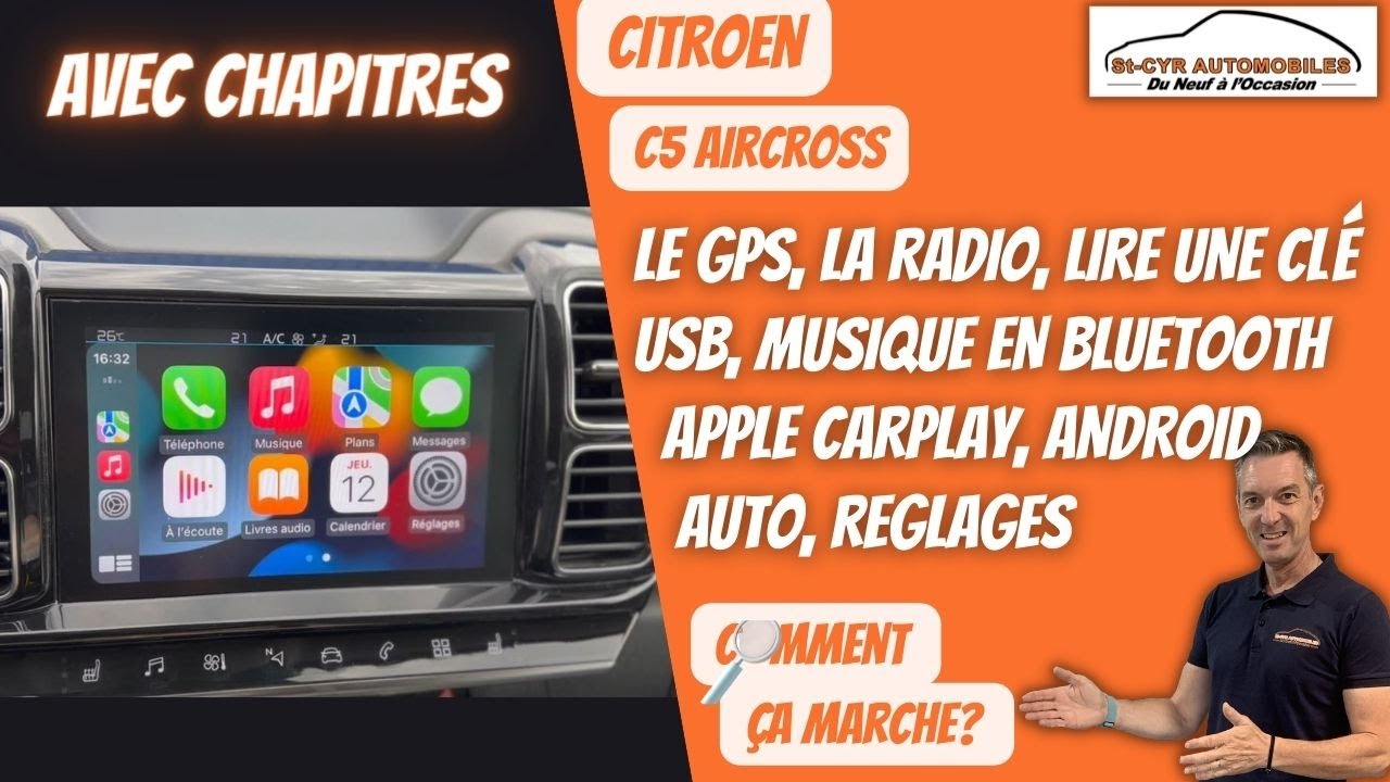 CITROËN C5 Aircross, Guide complet GPS, radio, Bluetooth, Carplay, Android auto, paramètre essentiel