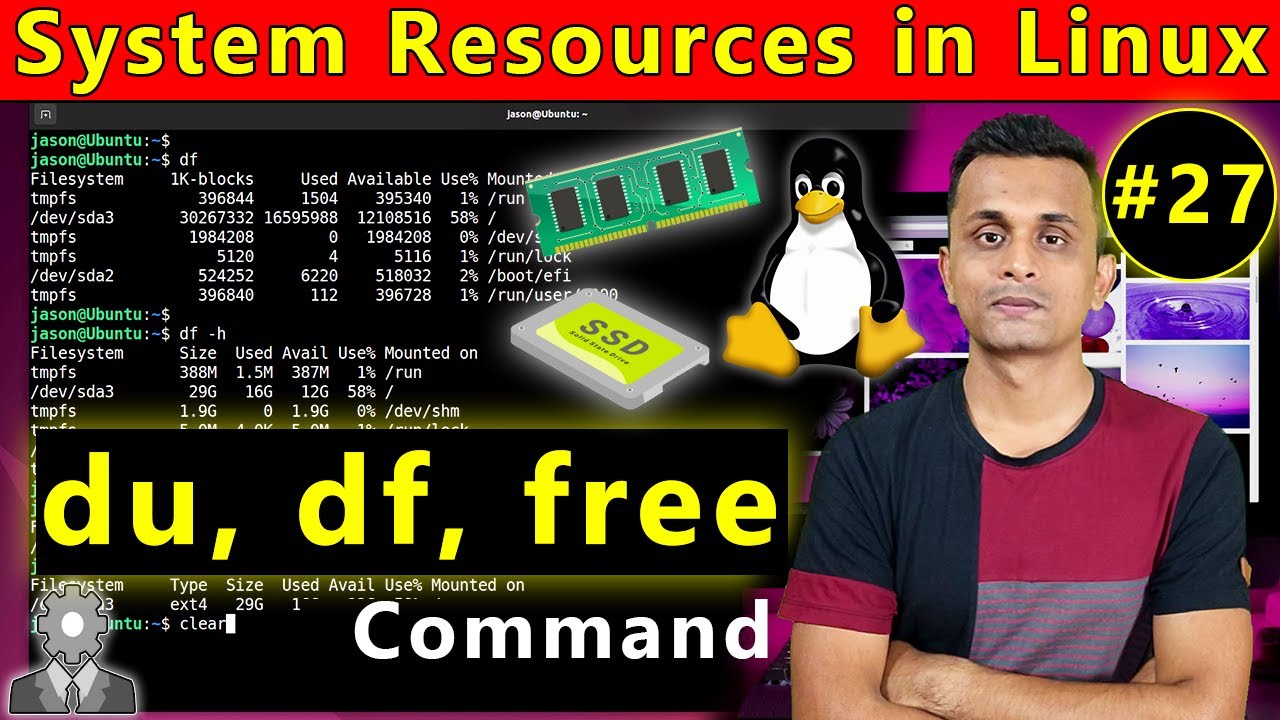 du, df and free Command in Linux | Monitor and Manage System Resources in Linux | In Hindi