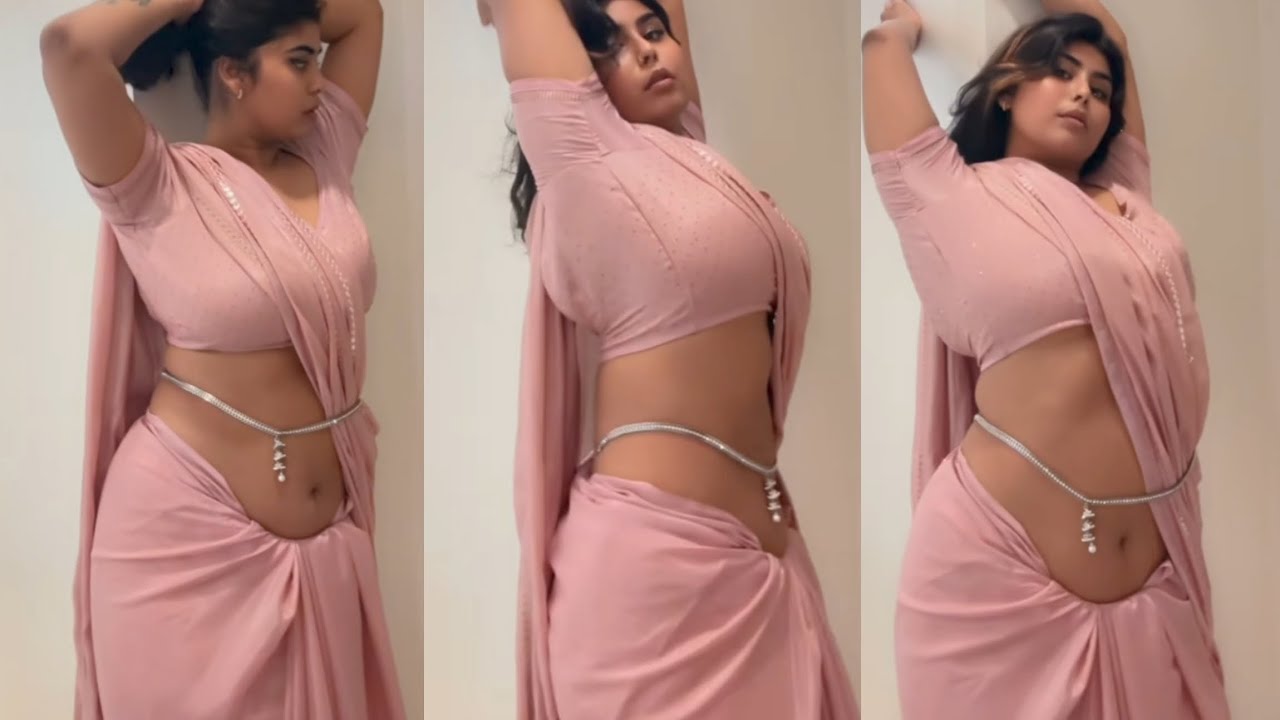 Low Waist Saree Draping Style | Pink Saree Glam Look 💖 | Modern Saree Draping & Glamorous Posing