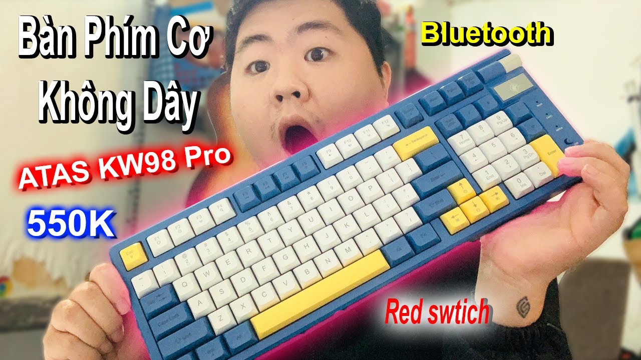 B&agrave;n ph&iacute;m cơ kh&ocirc;ng d&acirc;y bluetooth ATAS KW98 Pro 3 Mode kết nối Pin sạc - Red swtich - C&oacute; Hot-swap