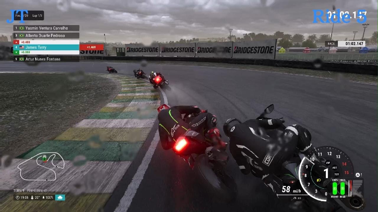 RIDE 5-PS5-Interlagos GP Circuit Race #3-Wet All Kawasaki H2 H2R Battle Royale In Brazil