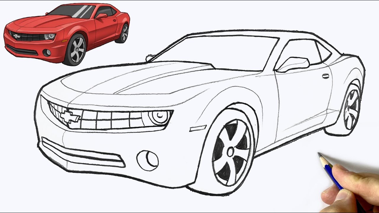 How To Draw Chevrolet Camaro | Easy Car Drawing Tutorial | Step by Step Muscle Car Sketch 2025 🚘