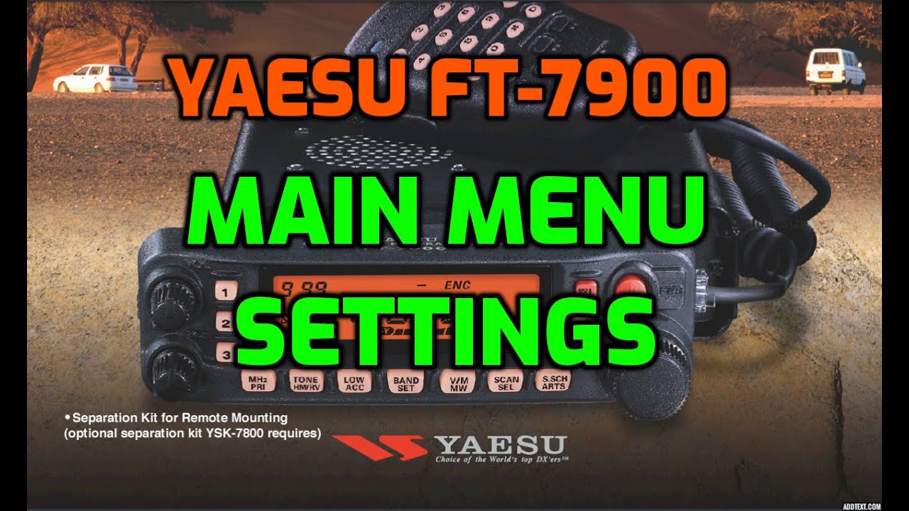 YAESU FT-7900 SETTINGS MENU ITEMS