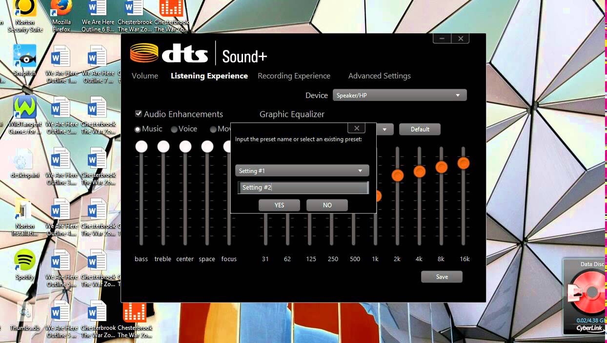 DTS Audio Control Panel Issue