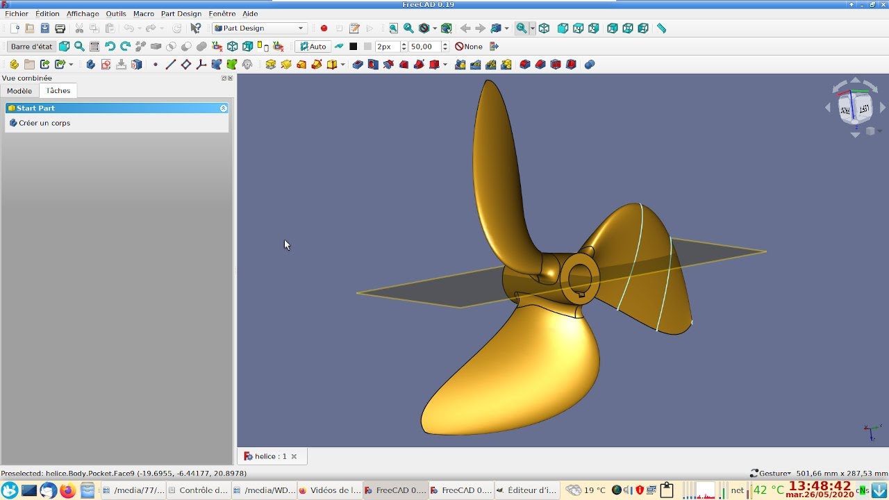 FreeCAD 0.19 hélice pour bateau