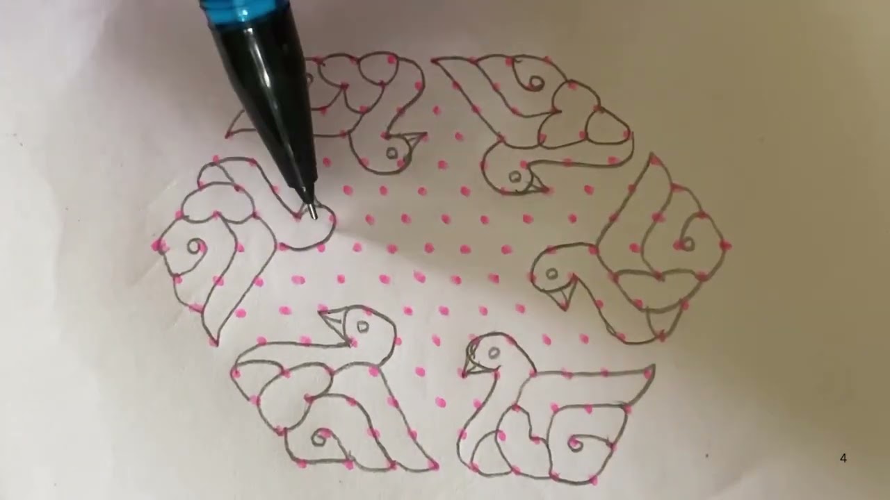 # 1217 simple birds 🦅 design kolam by using 15 to 8 middle dots