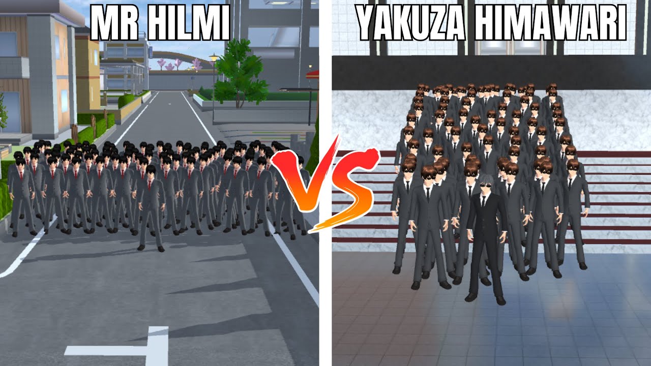 EXPERIMEN TAWURAN 100 MR HILMI VS 100 YAKUZA HIMAWARI!! - SAKURA SCHOOL SIMULATOR