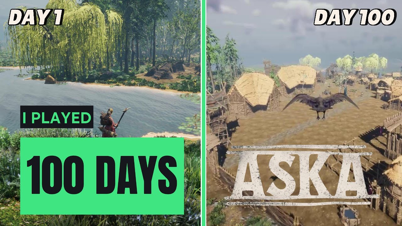 100 Days in ASKA: From Lake Camp to Thriving Village (Boss Fights & Epic Builds)