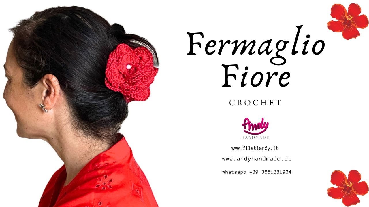 Tutorial Fermaglio per capelli a forma di Fiore Uncinetto Andy Summer Crochet