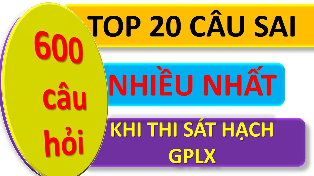 Top 20 câu hỏi trả lời sai nhiều nhất khi thi sát hạch 600 câu hỏi  gplx - học viên đặc biệt lưu ý