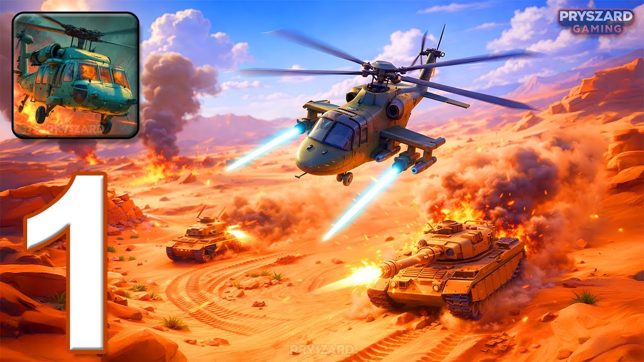 Desert War: Gunship Battle - Gameplay Walkthrough Part 1 - Helicopter War Battle (iOS, Android)