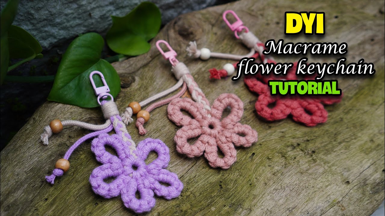 DIY Macrame Flower Keychain For Beginner | Macrame free pattern | Step by Step Tutorial by LIT decor