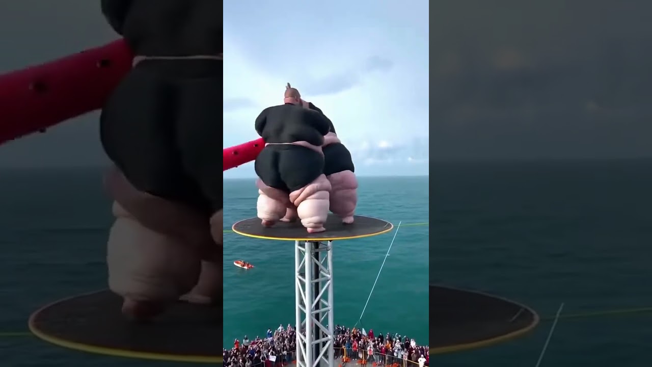 Fat People Wrestling and Falling Into Water – This Is Crazy!