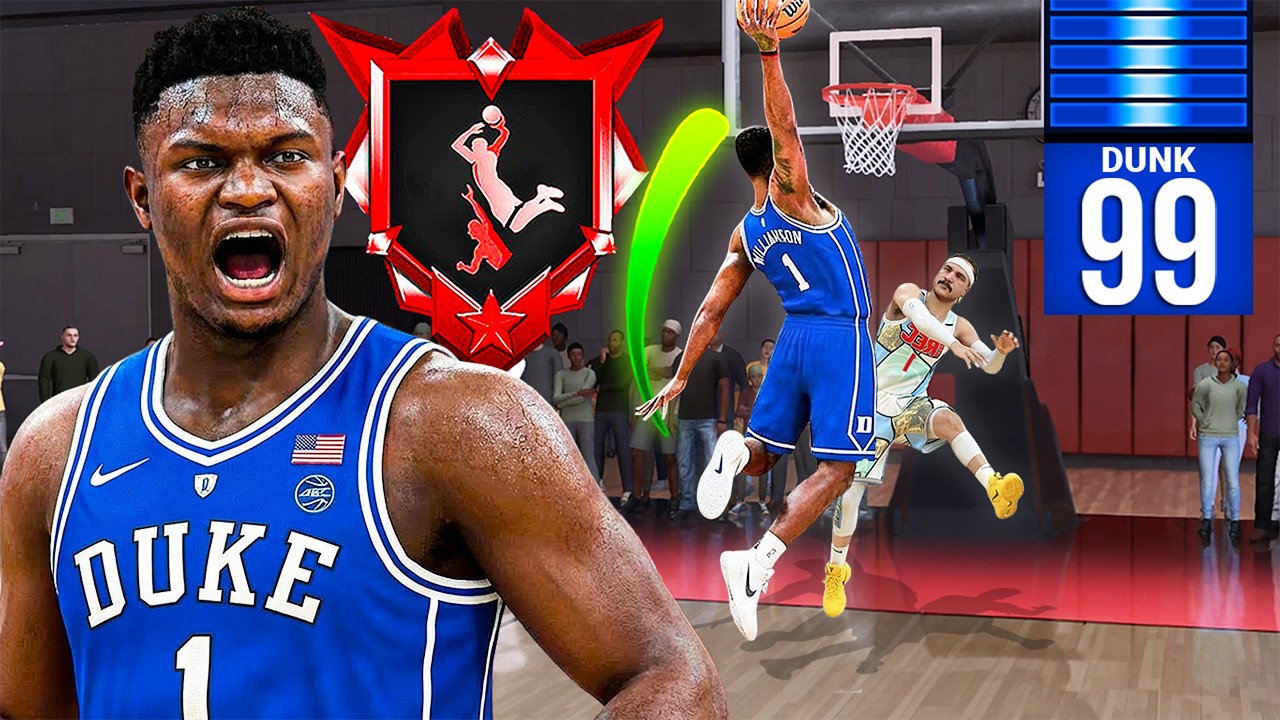 DUKE ZION WILLIAMSON BUILD + 99 DUNK is OVERPOWERED in RANDOM REC (NBA 2K26)