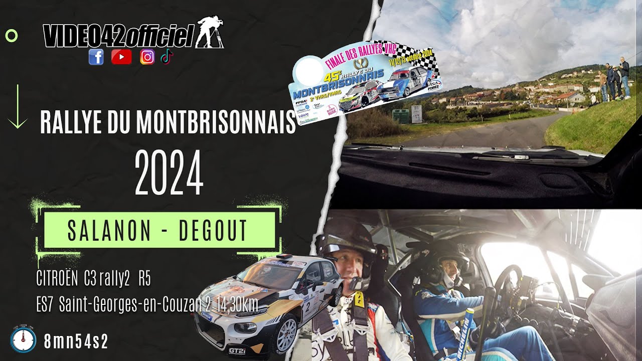 [onboard] Rallye Montbrisonnais 2024 Citroën C3 rally2- Salanon\Degout par video42officiel