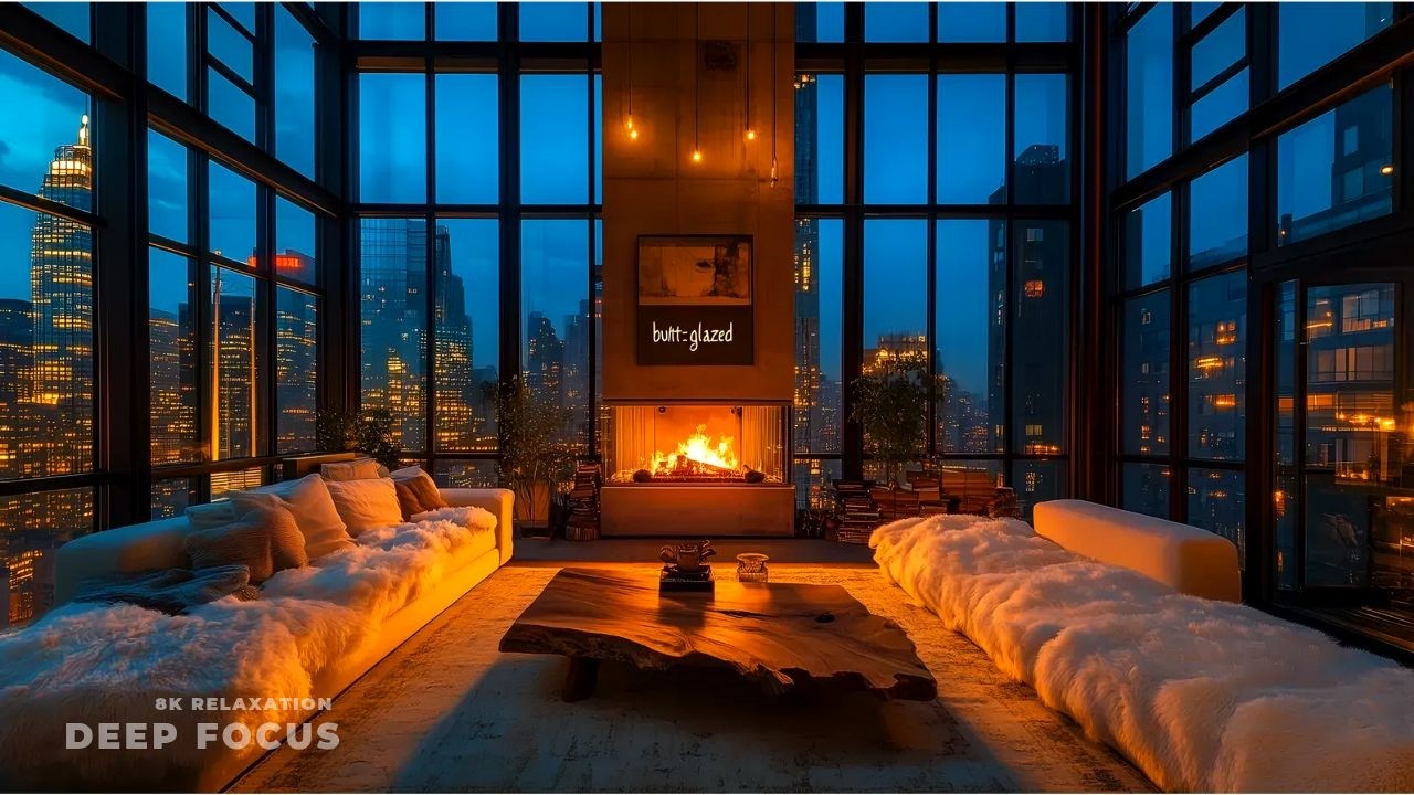 Instant Stress Relief 🍷 Sitting by the Fire in a Quiet NYC Penthouse (ASMR)