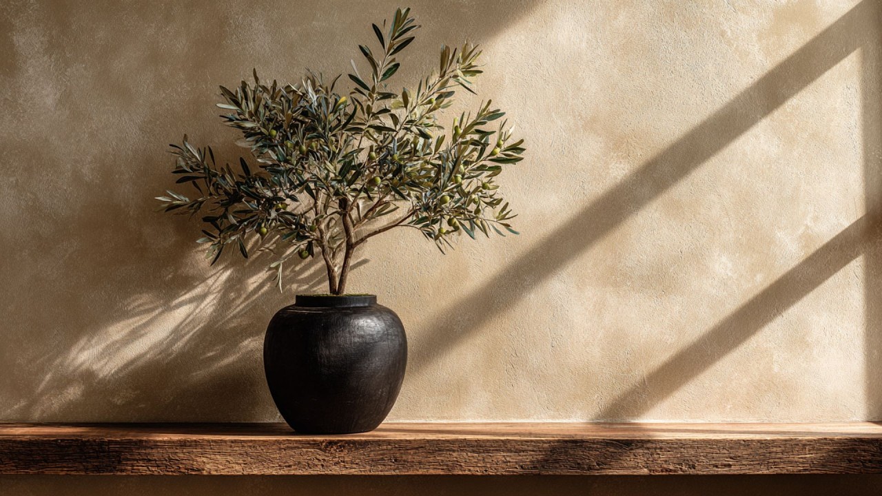 Olive Tree in Warm Afternoon Light  Minimalist Botanical Frame TV Art Screensaver