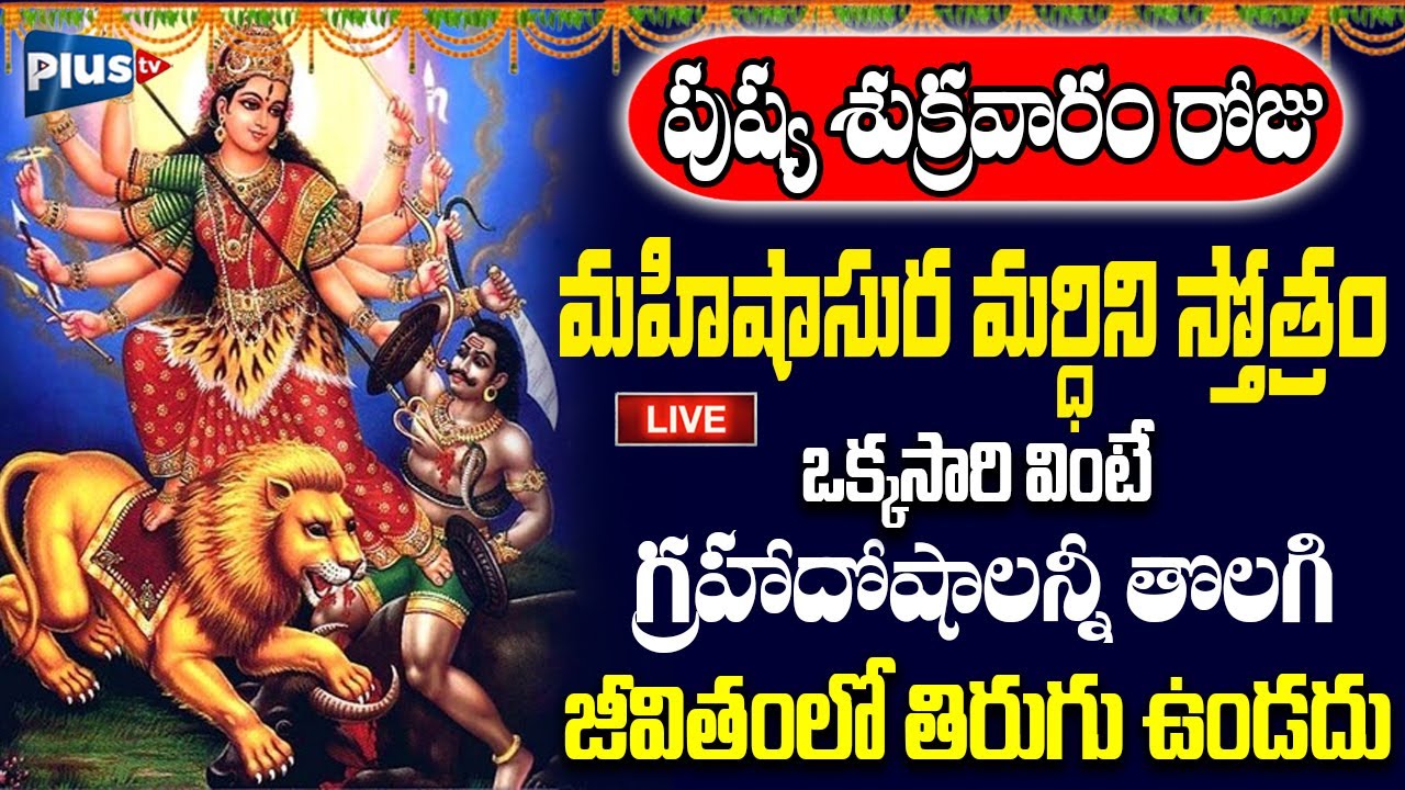 LIVE : పుష్య శుక్రవారం మహిషాసుర మర్ధిని స్తోత్రం వింటే జీవితంలో తిరుగు ఉండదు | Plus TV Devotional