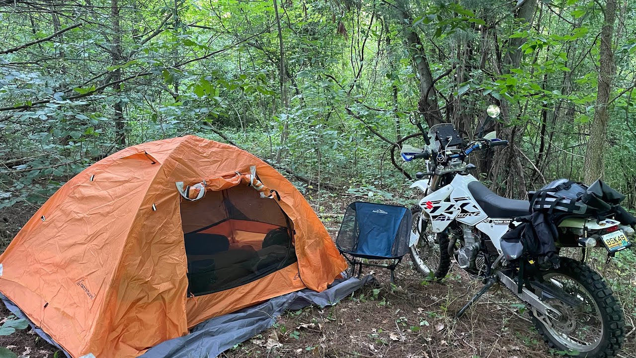 Solo Moto Camp near a RIVER- Military MRE