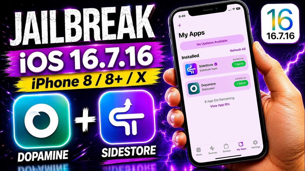 How to Jailbreak iOS 16.7.16 on iPhone 8 / 8+ / X | Dopamine & SideStore