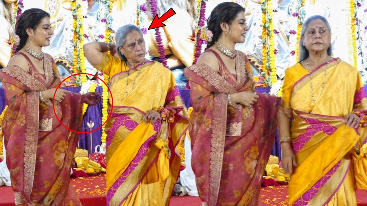 Jaya Bachchan And Kajol At North Bombay Sarbojanin Durga Puja 2024
