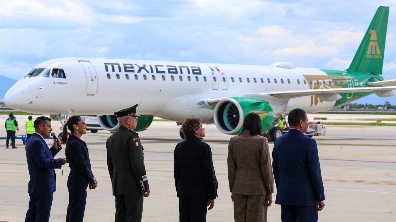 Arribo del primer avión Embraer E195-E2 de Mexicana. Zumpango, Estado de México