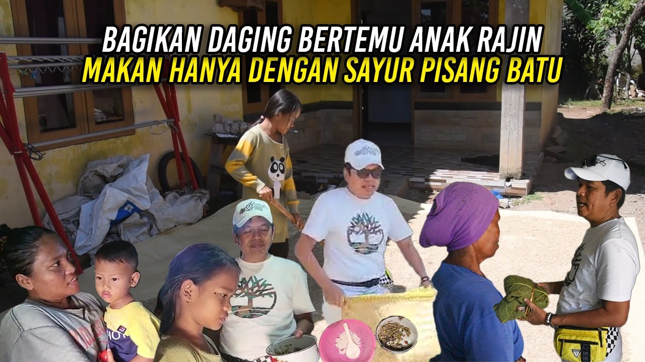 SAAT BAGIKAN DAGING UNTUK WARGA, KANG DEDI BERTEMU 4NAK JEMUR PADI | MAKANNYA SAYUR PISANG BATU