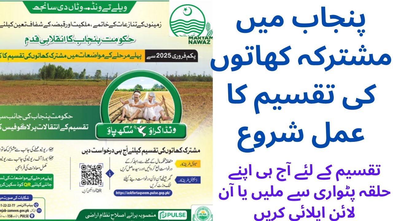 ZAMEEN KA MUSHTARQ KHAATA TAQSEEM|PULSE PROJECT IN PUNJAB|DISTRIBUTION OF MUSHTARQA KHATA|ZAMEEN KE
