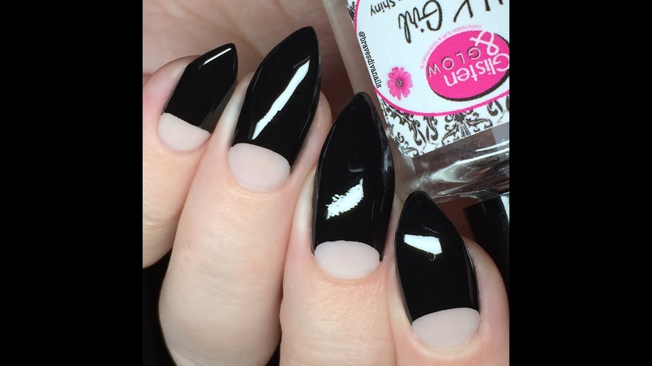 Black & Sheer Nude Half-Moon Negative Space Design w/ BundleMonster Vinyls | Nail Art Tutorial DIY